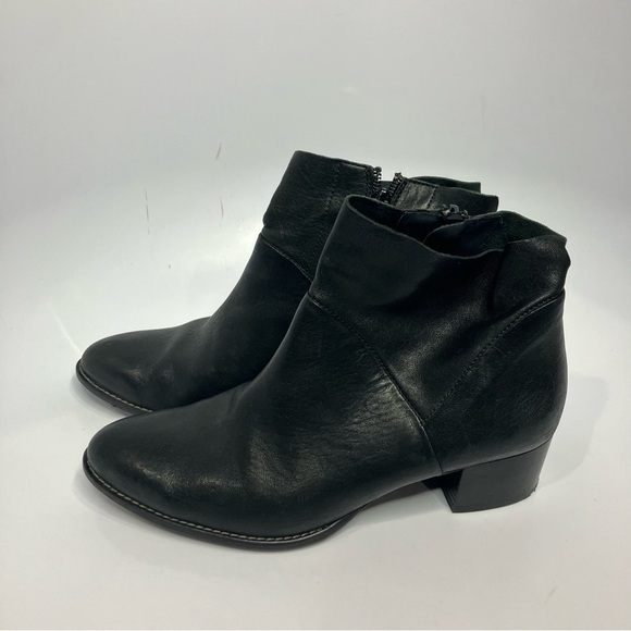 Paul Green Nelly block heel booties black leather ankle boots size 6 - Picture 4 of 9